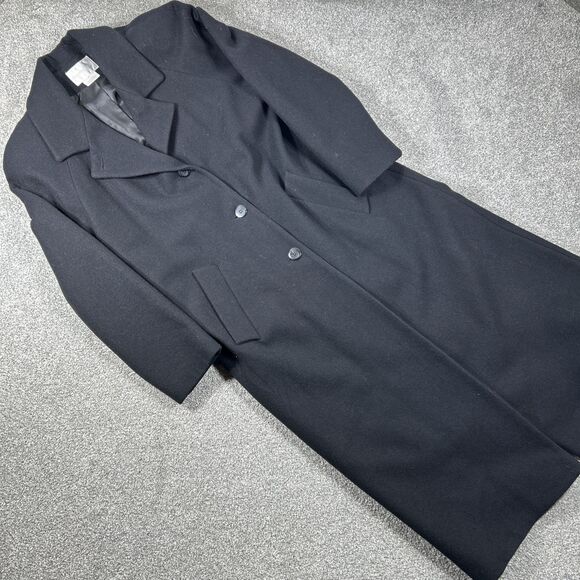 Worthington Women's Trench Coat Wool Blend Size 10 Black Length 48" - Picture 2 of 14